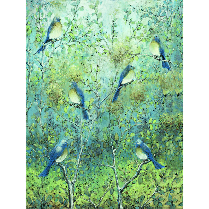 «Blue Birds in a Tree», reproduction sur toile tendue, H 16 po x l 12 po