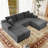 Koli Boneless U-shaped Cloud Sectional Sofa Couch, Compression Modular Sofa, Corduroy-10072533-10072535