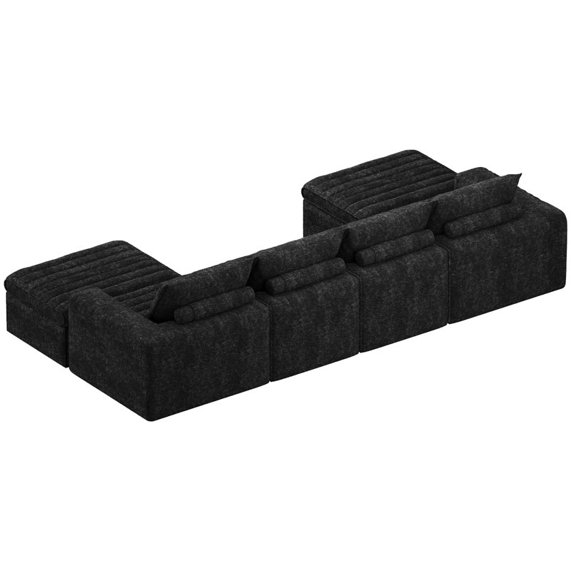 Boneless 136" Modular Sectional Sofa with Deep Seat, U-Shaped Cloud Couch for Living Room, 4-Seater Boneless Sofa with 2 Ottomans, Flexible Combination Modern Upholstery Sofa, No Assembly Required