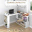 Bureau d'angle en L, bureau à domicile rotatif à 360 degrés avec tablettes de rangement, poste de travail de table d'écriture