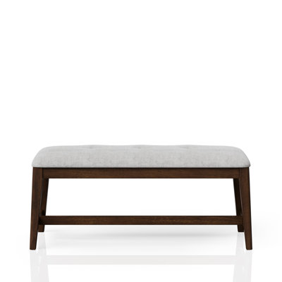 Backless Upholstered Bench For Mid - Century Dining, Cherry Finish, Fabric, Beige Solid Wood + , 19.5 In Height, 16 Width, 42 Depth Dining Of Grace, Seat, Depth, Height