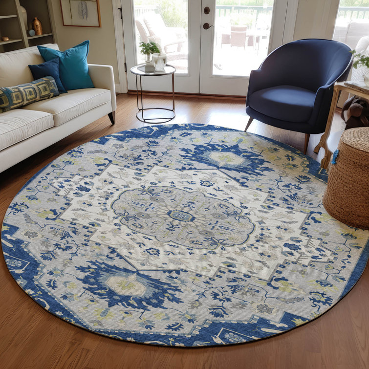 Machine Washable Indoor/Outdoor Chayden ACN985 Navy 1'8" x 2'6" Rug