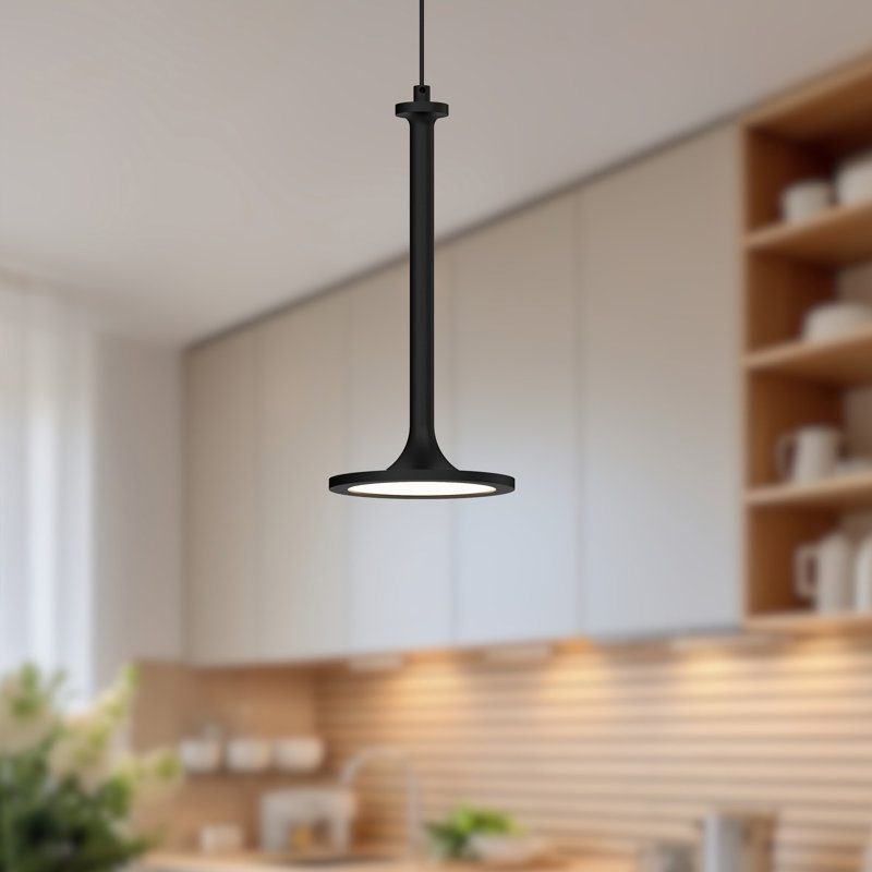 Daveney 1 - Light LED Single Pendant, 12.38" H x 5.63" W x 5.63" D, Matte Black