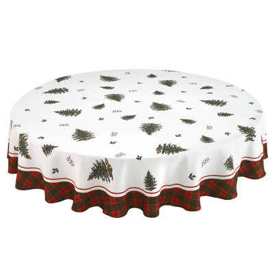 Christmas Tree Floral Round Tablecloth