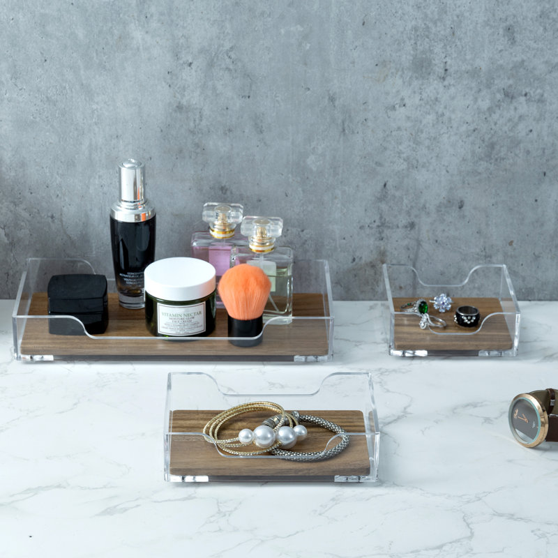 Solid Wood Acrylic Desk Organiser