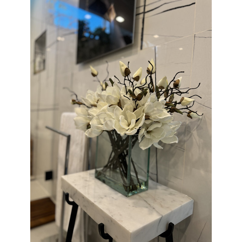 Magnolia Arrangement in Vase, White
