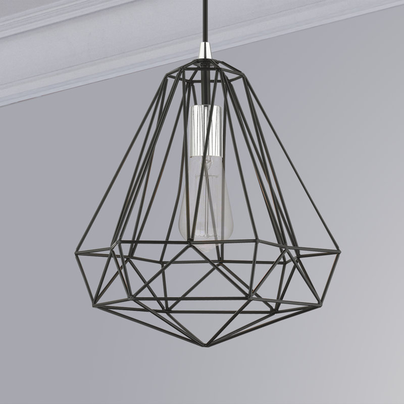 Luminaire suspendu géométrique à 1 lumière Lindgren, Noir brillant