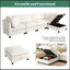 Canapé modulaire avec repose-pieds de rangement amovible, 2 porte-gobelets dissimulés, canapé modulaire pour appartement de salon (5 places)-1626607422