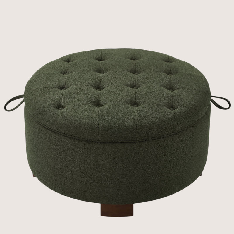 Repose-pieds rond avec couvercle réversible capitonné l 30 po, Dark Green