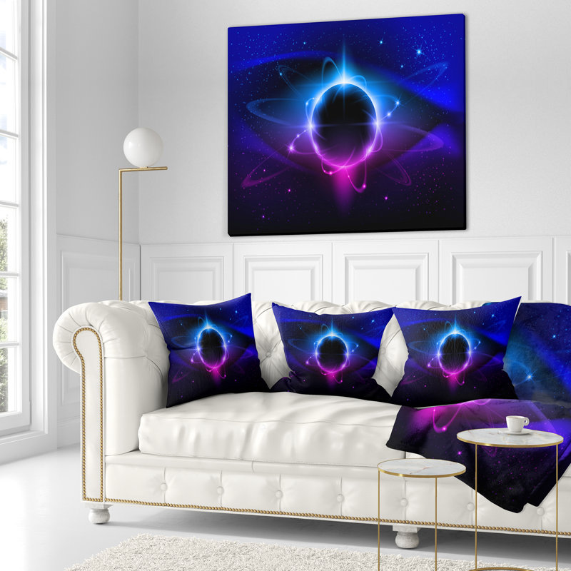 Étoile noire fractale - coussin imprimé abstrait, 16 po x 1 po, Coussin décoratif