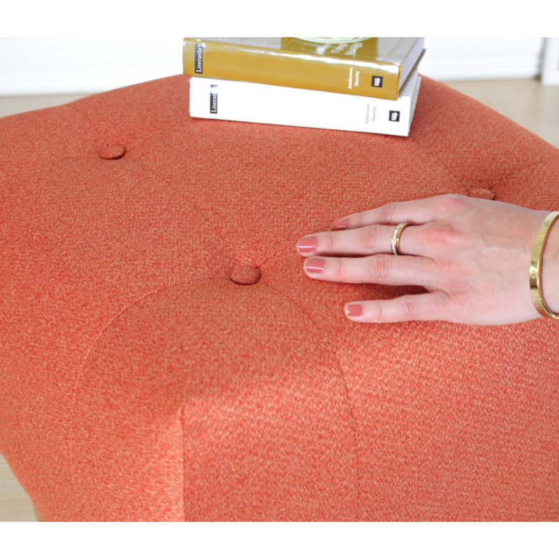 Repose-pieds bohémien, orange, 16,9 po x 16,9 po x 16,9 po | 50% coton / 50% velours, 35 éponges orthopédiques, pieds en bois | Parfait pour le décor du Sud-Ouest, décor élégant et fonctionnel pour les espaces de la maison ou de l'hôtel