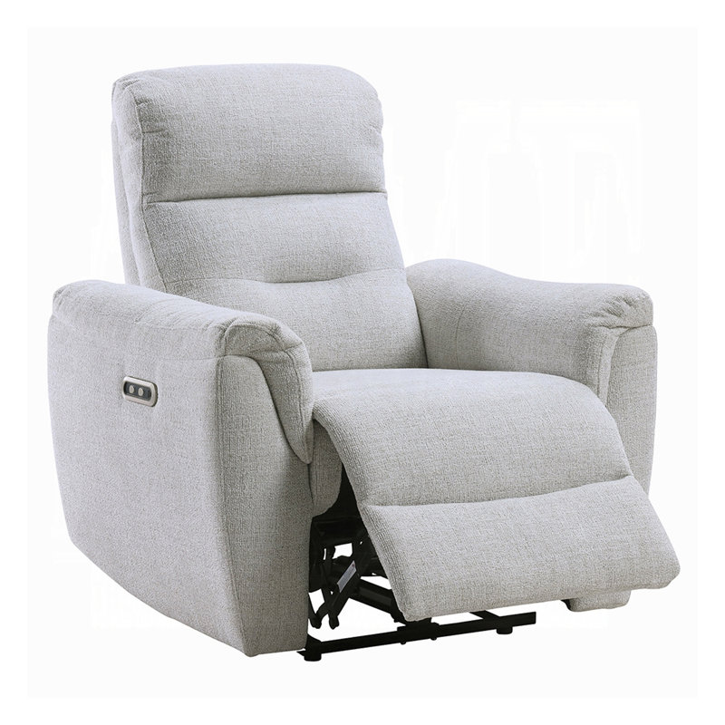 Tres Power Motion Recliner Chair With USB Port, Foam Fill Gray Chenille