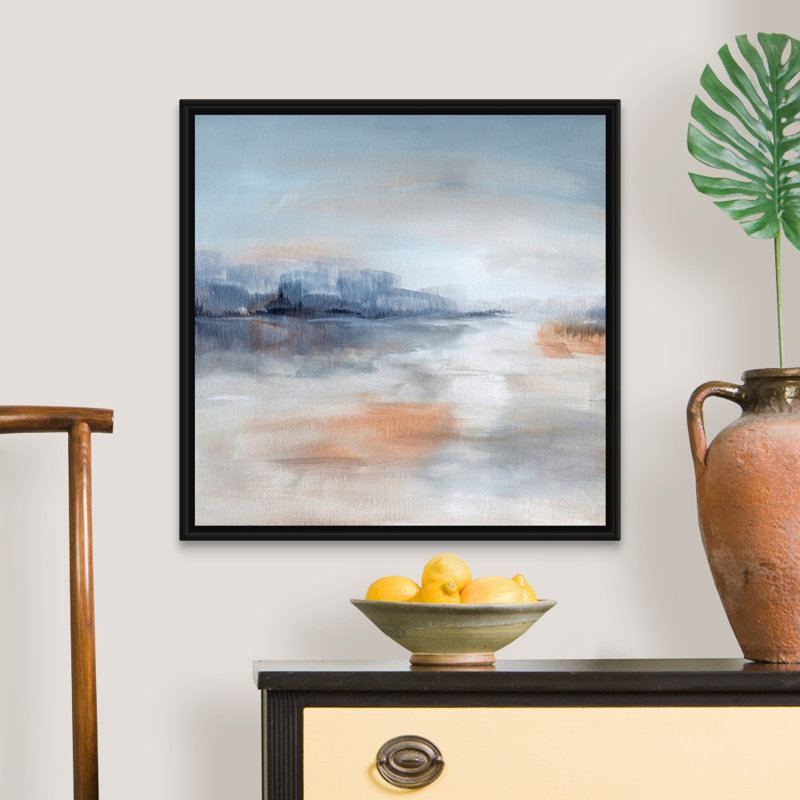 Aqua Terra - reproduction d'art sur toile, Cadre flottant noir, H 25,7 po x l 25,7 po x P 1,75 po