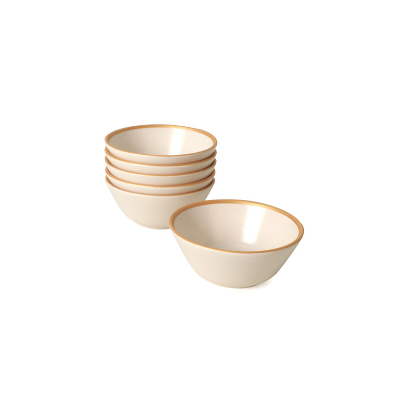Brayden Studio Bethannie 100% CERAMIC Salad Bowl, Cream Gold