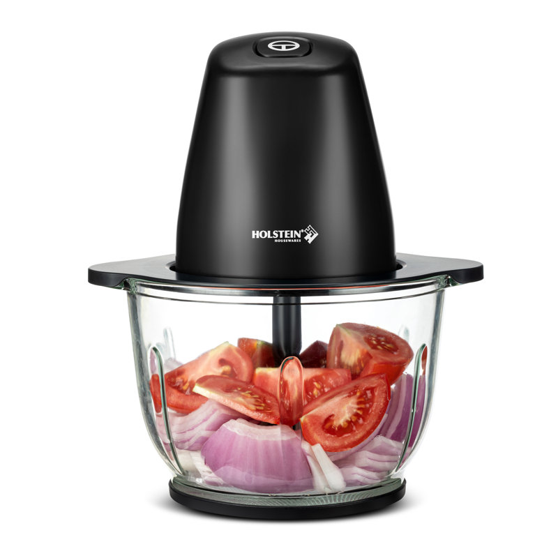 Holstein Housewares 1.9 Qt Electric Food Chopper Glass Bowl 8 Cup