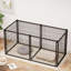 Chenil noir pour chien de 63 po convenant à une vie intérieure, cage pour animal de compagnie avec dessus sécuritaire, fabrication en fer antirouille, placement de porte personnalisable, zones indépendantes du séparateur, caisse à assemblage rapide