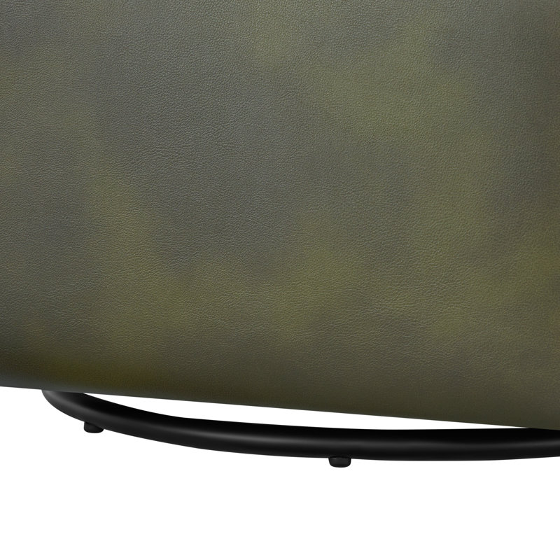Fauteuil demi-tonneau Armino, Similicuir vert fougère