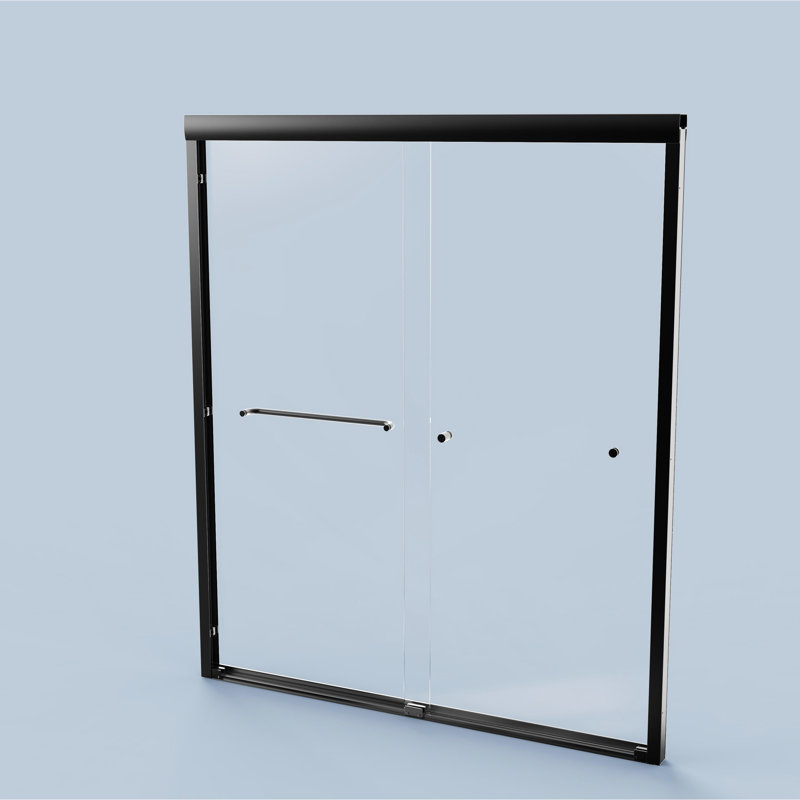 Porte de douche double 72 "H 72", l 56 "-60", verre trempé de 6 mm, noir mat, élément de salle de bain semi-coulissant l 56 "-60" x H 72 ", porte 1/4"