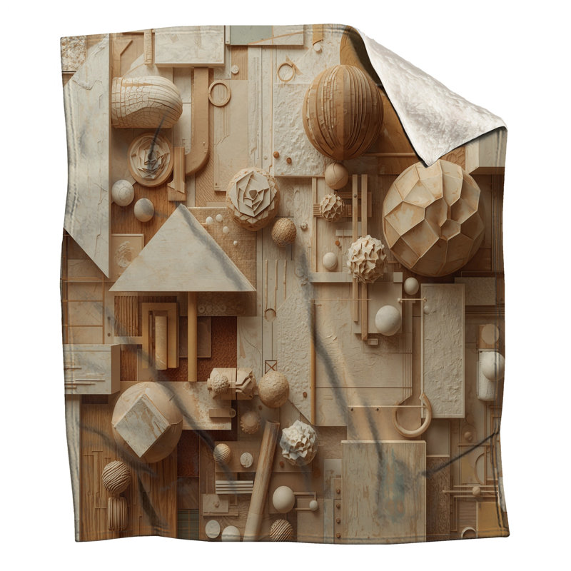 Couvertures beiges à formes géométriques, L 50 po x H 60 po
