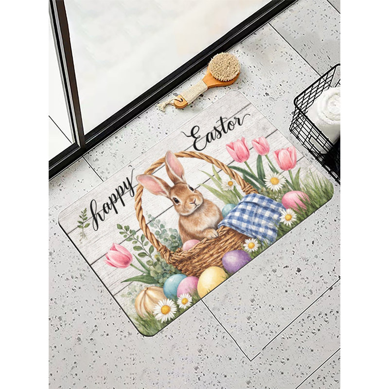 Easter Bunny in Basket Bath Mat, 36 x 24 inch