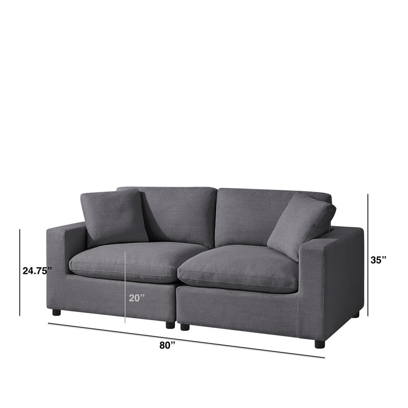 Cassandra Modular  2-Piece Sofa - Charcoal
