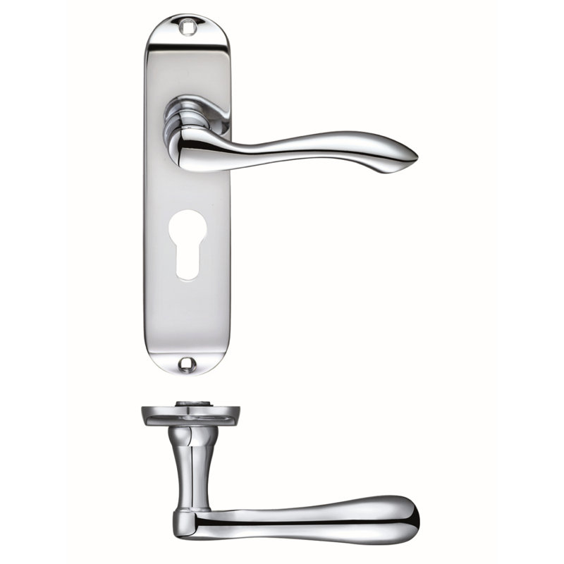 Zubac Lock Door Handle, Polished Chrome