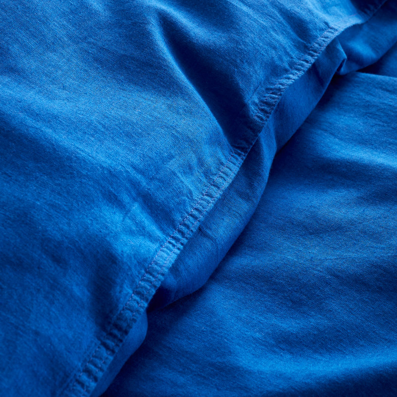 Relaxed Cotton Linen Duvet Cover Set, Blue, Single - 1 Standard Pillowcase