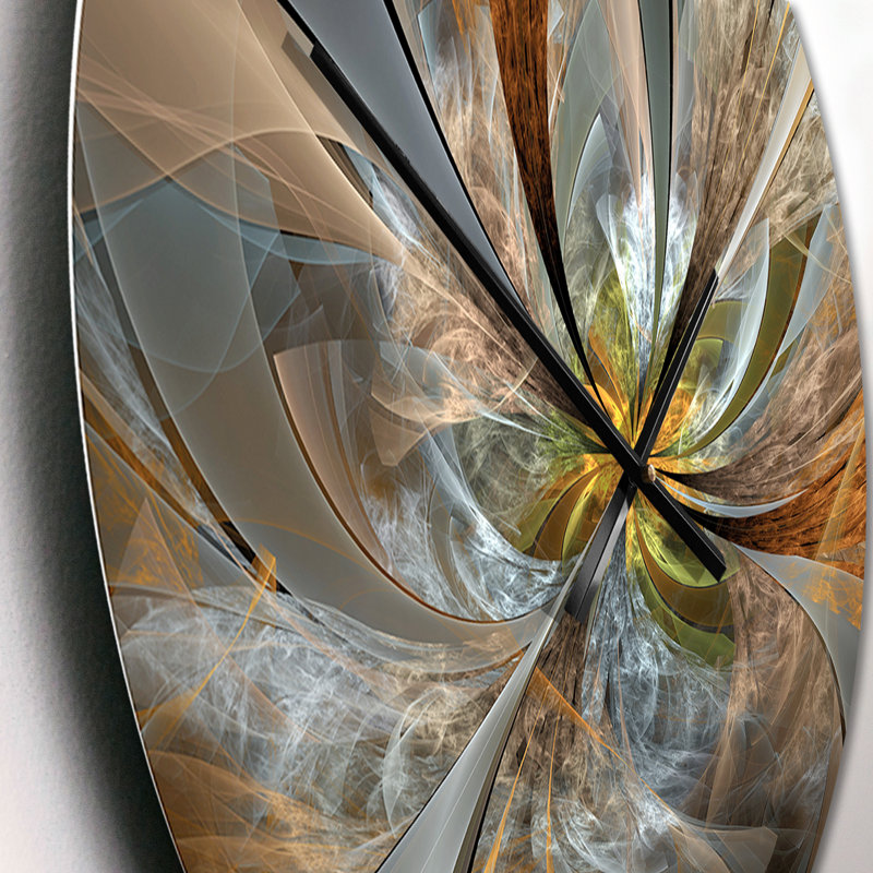 Symmetrical Fractal Flower - Modern wall clock, Large, Brown