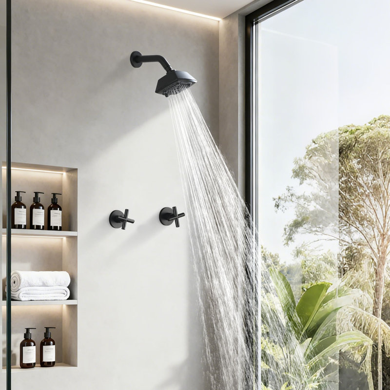 Ensemble de robinet de douche mural à 5 poignées 5 po avec garniture de douche à haute pression et 6 jets avec valve brute
