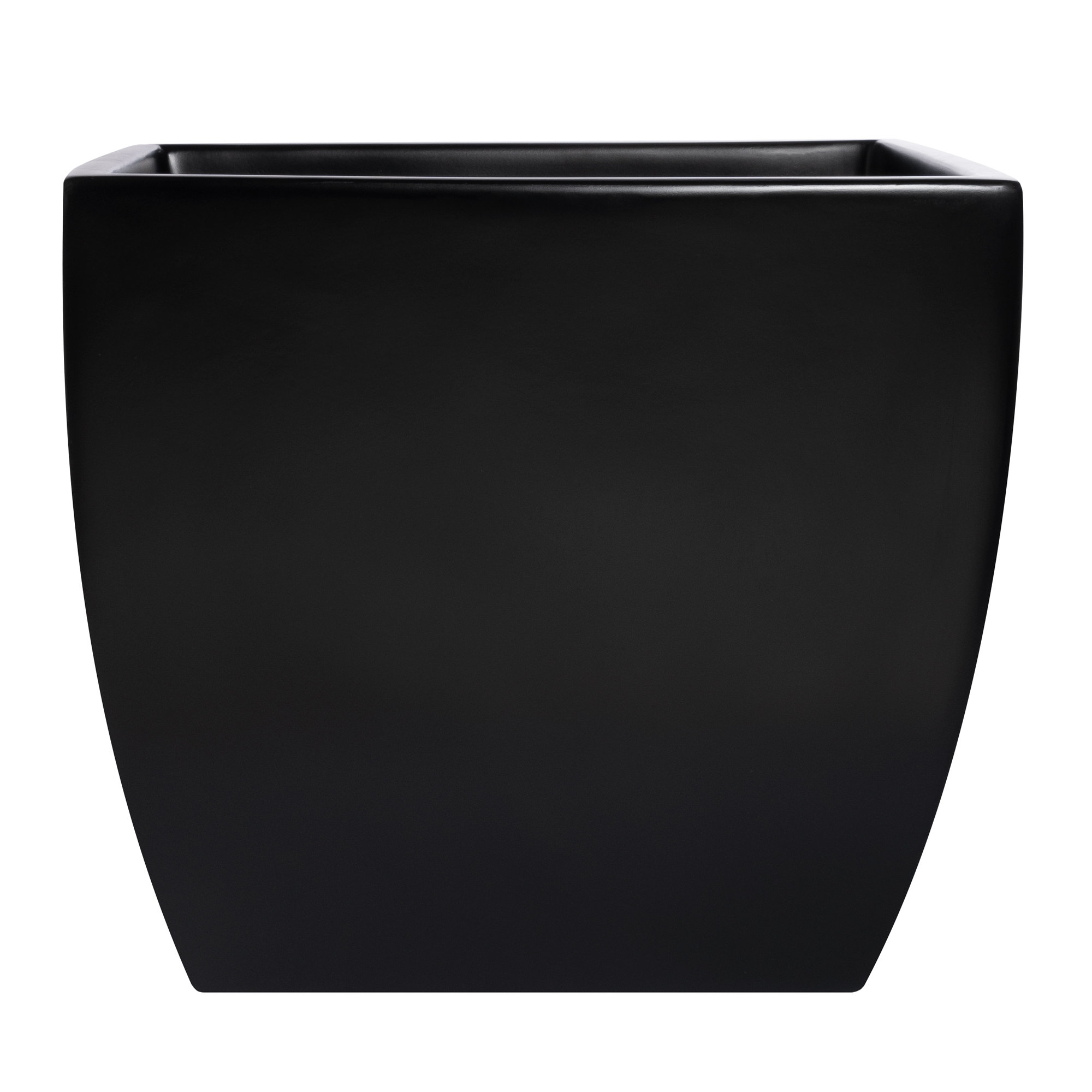 Pacifica Square Curved Planter Box, Black, 18.5" H x 20" W x 20" D