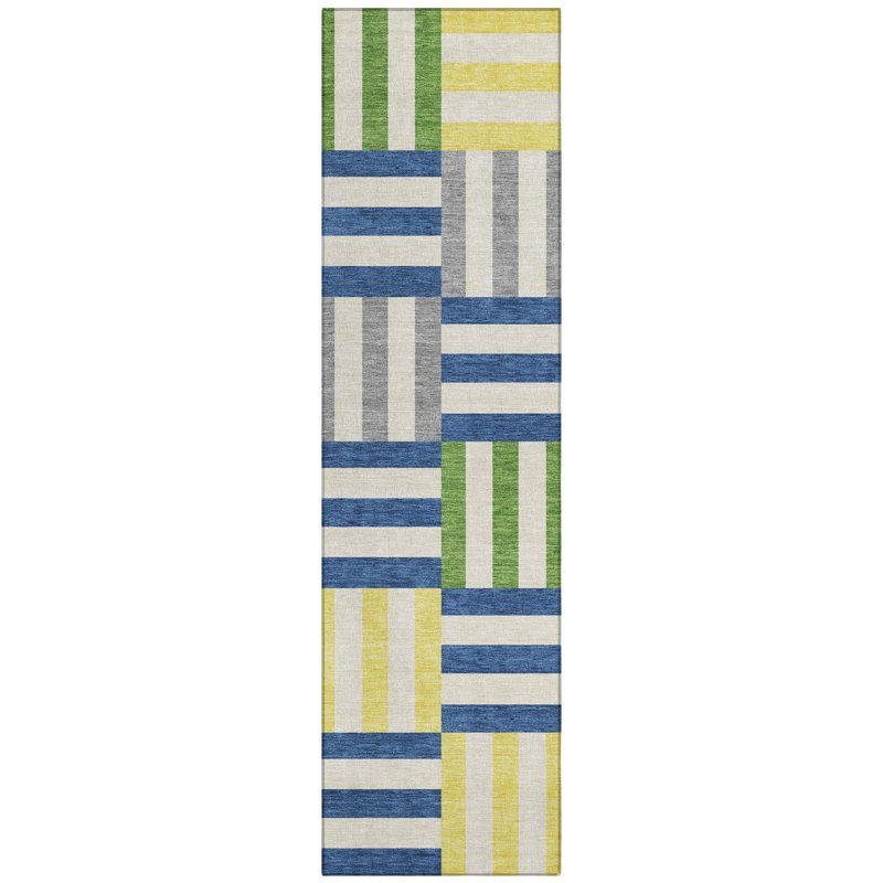Machine Washable Indoor/Outdoor Aten ACN2332 Geometric Rug, Runner 2'3" x 7'6"