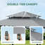 Pavillon de jardin 8 pi x 5 pi avec auvent à deux niveaux, abat-jour réglable, lumières et tablettes à DEL, structure en acier noir, pavillon de patio extérieur pour barbecue, gris