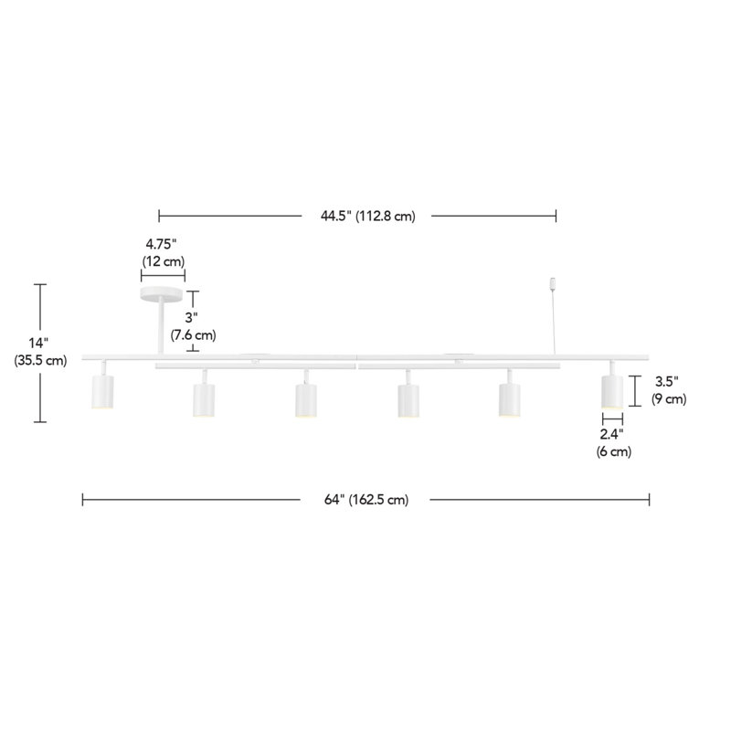 West 64'' 6 -Light Fixed Track Track Kit with Dimmable and Adjustable Head
