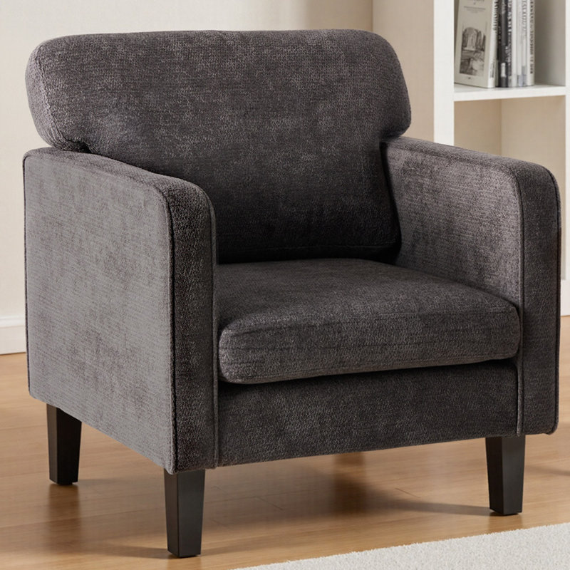 Set Of 2 Modern Upholstered Accent Armchairs, 2-Pack Comfortable Ergonomic Accent Side Chairs, Lounge Sofa Chair, Gray