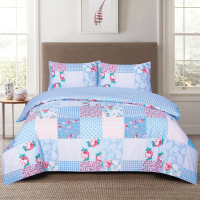 Complete Bedding Set Cotton Rich Floral Duvet Cover, Fitted Sheet & Pillowcases Soft, Breathable & Wrinkle-Resistant