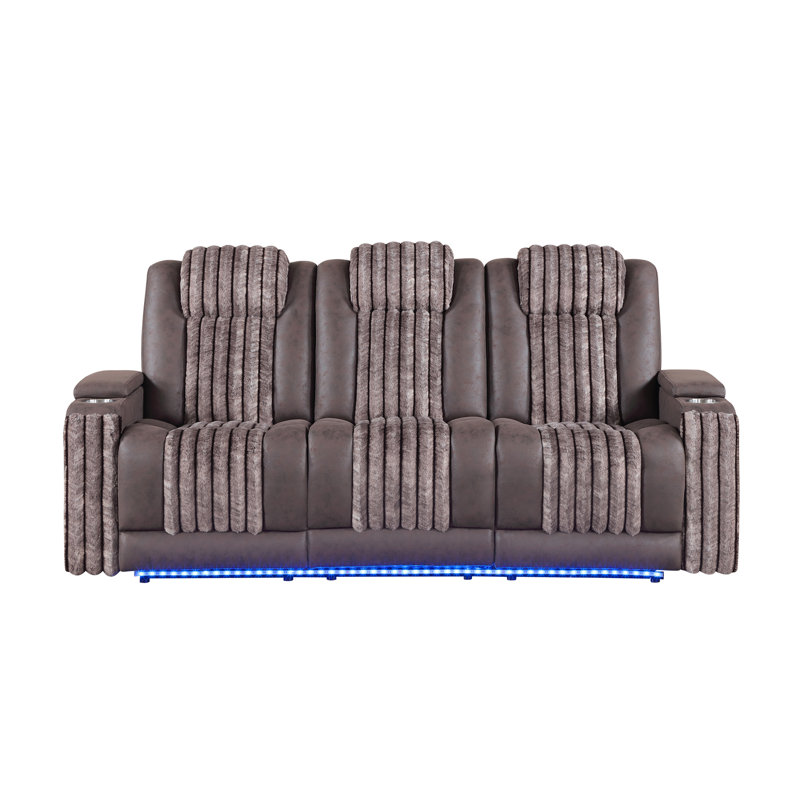 Canapé inclinable électrique avec appui-tête Duran, Brun