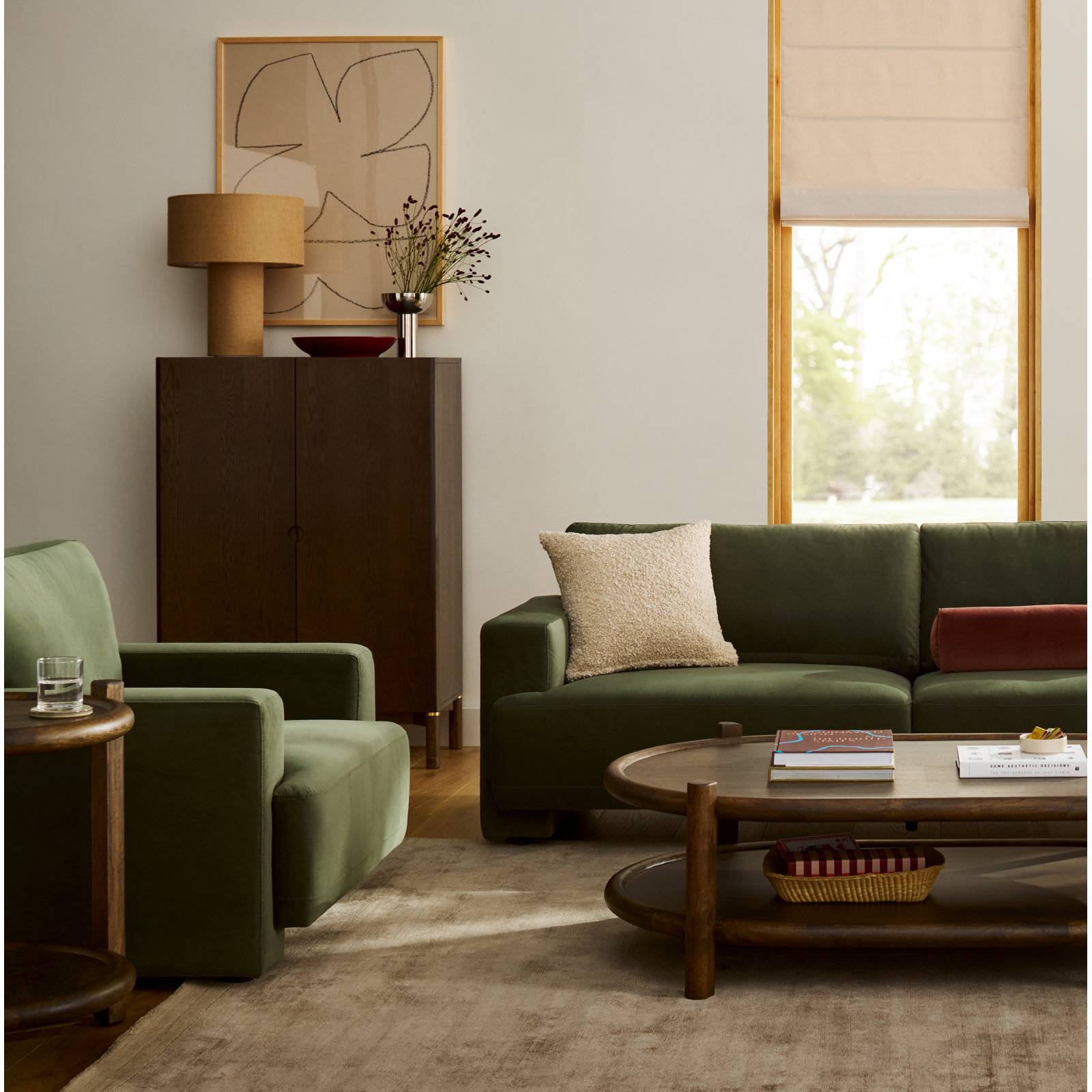 Ives Upholstered Armchair, Soren Olivine Performance Velvet