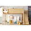 Grand lit mezzanine avec tablettes de rangement et garde-robe, lits mezzanine en bois massif avec glissières et échelles amovibles, aucune boîte à ressorts nécessaire (protection par brevet)-2067236609