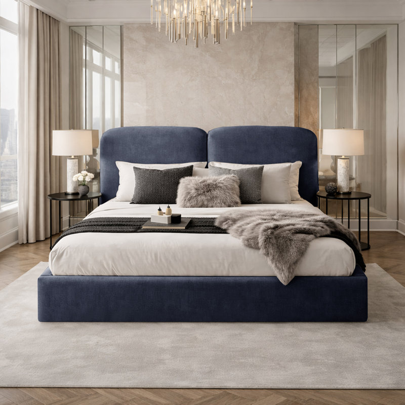 Upholstered Velvet Bed, Single (3'), Steel