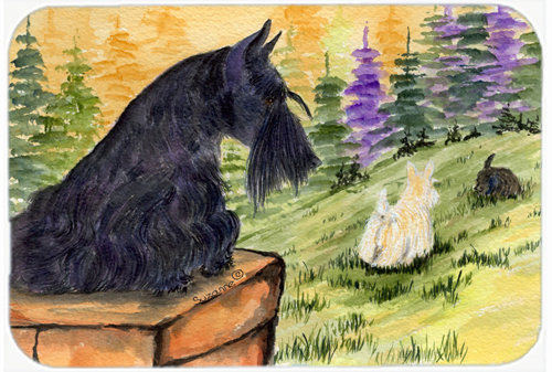 East Urban Home Scottish Terrier Rectangle Purple Glass Cutting Board