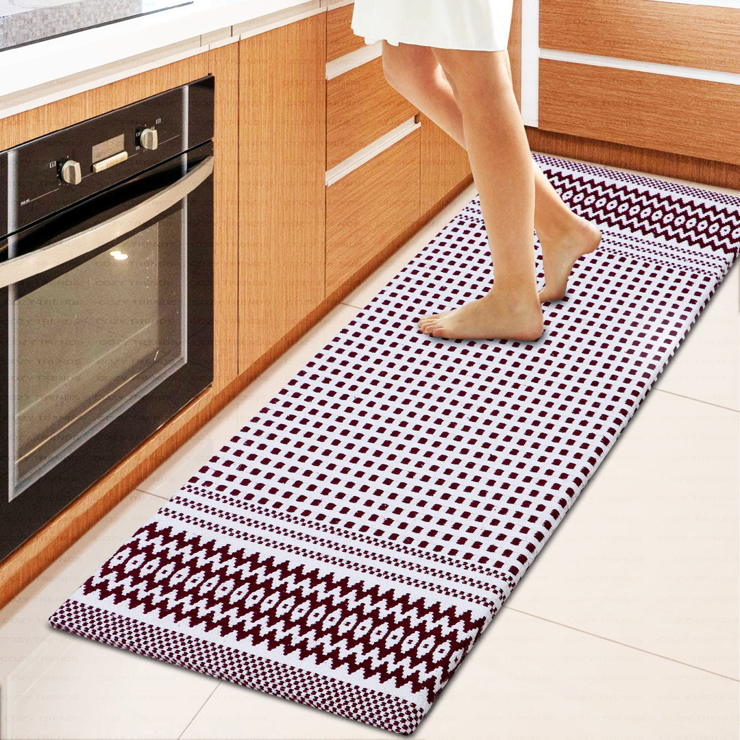 Joshus Geometric Water Resistant Anti-Fatigue Non-Skid Kitchen Mat Union Rustic 