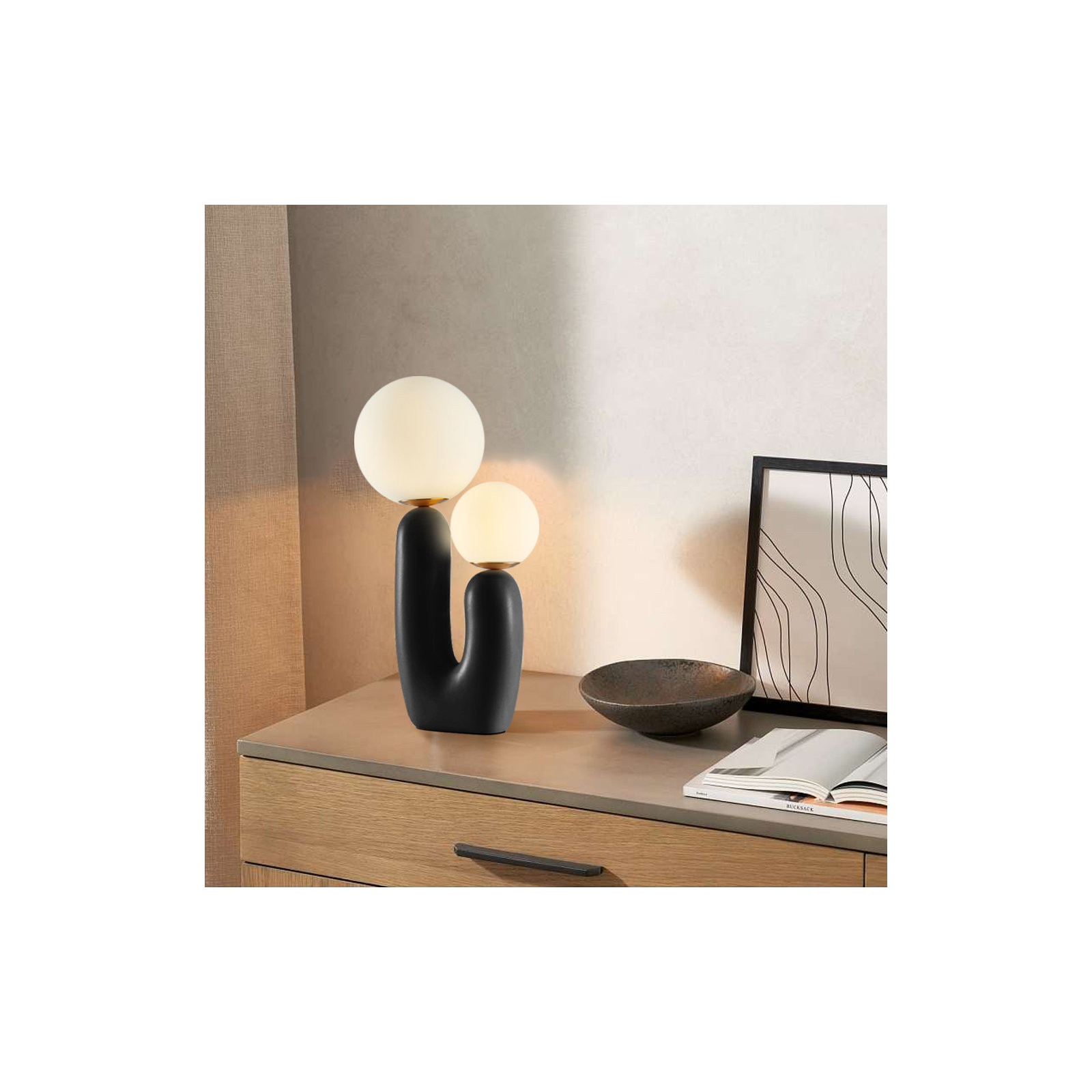 Yuma Resin Table Lamp, Black