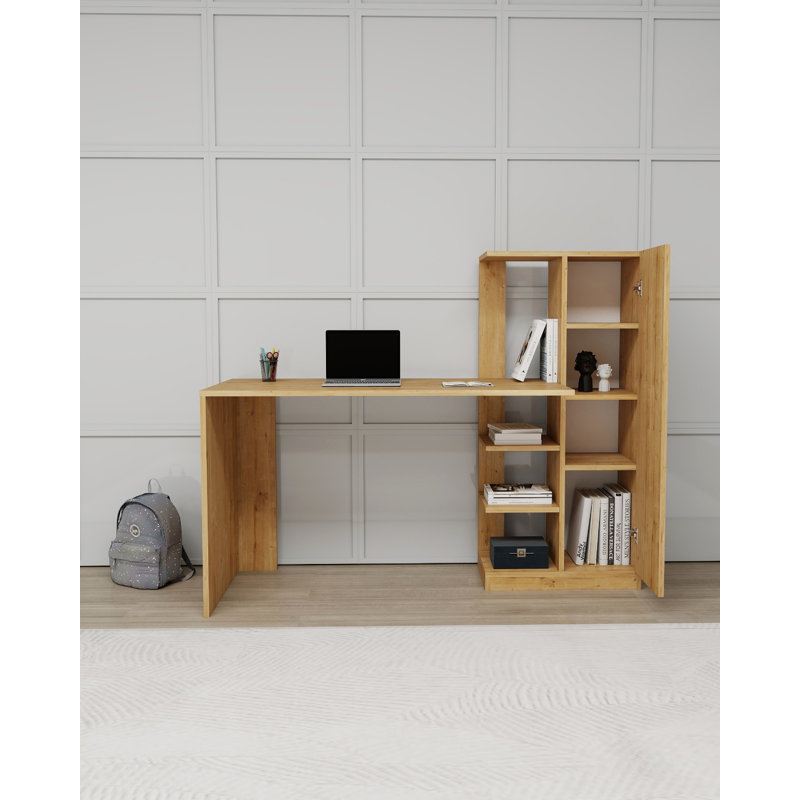 Aryton L-Shaped Computer Desk, Sapphire Oak