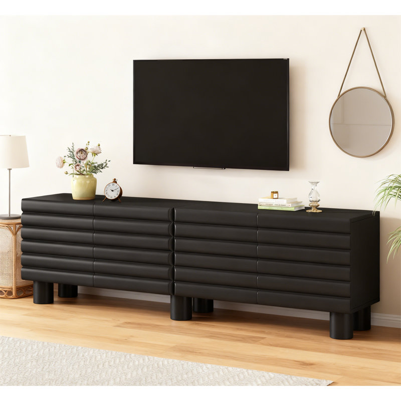 Élégant meuble télé avec porte réglable, Noir