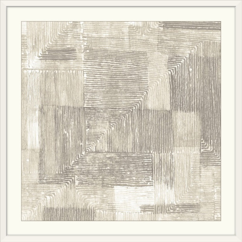 « drawed lines », reproduction de peinture neutre, H 20" x l 20" x P 1", Cadre blanc