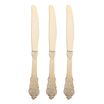 Shiny Baroque Gold Plastic Knives