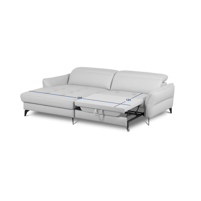 Manchester Leather Corner Sofabed with Adjustable Headrests and Storage, Left Hand Facing, Dark Gray