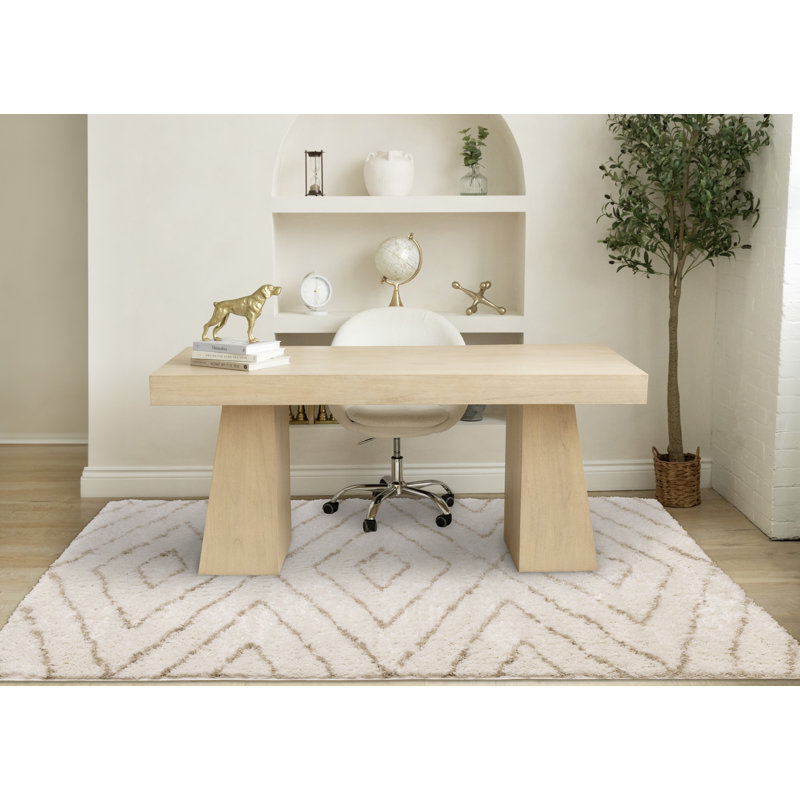 Tapis beige crème moderne à motif géométrique Botelho, Rectangle 7 pi 10 po x 10 pi 6 po