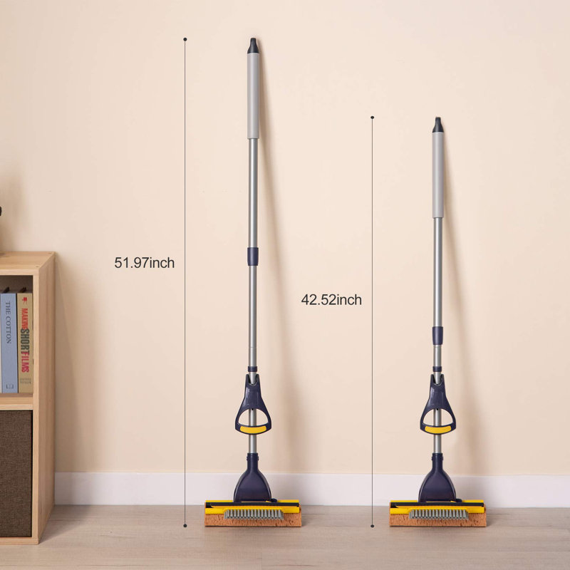 Sponge Mop Home Commercial Use Tile Floor Bathroom Garage Cleaning With Squeegee And Easily Dry Wringing,(Yellow)