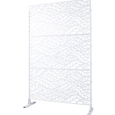 76" H48" W Freestanding Privacy Fence - Metal For Patio, Deck, Garden Utopia White Calming